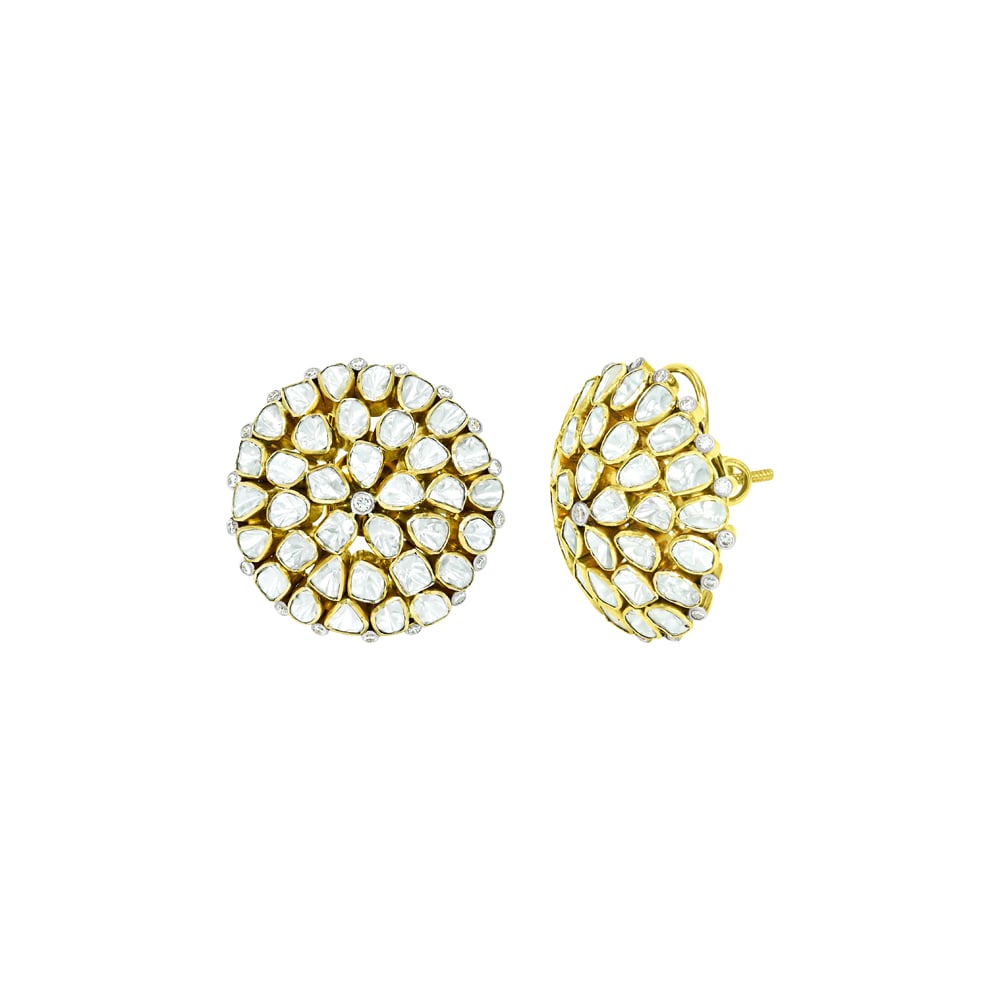 Radial Polki Cluster Studs with Intricate work